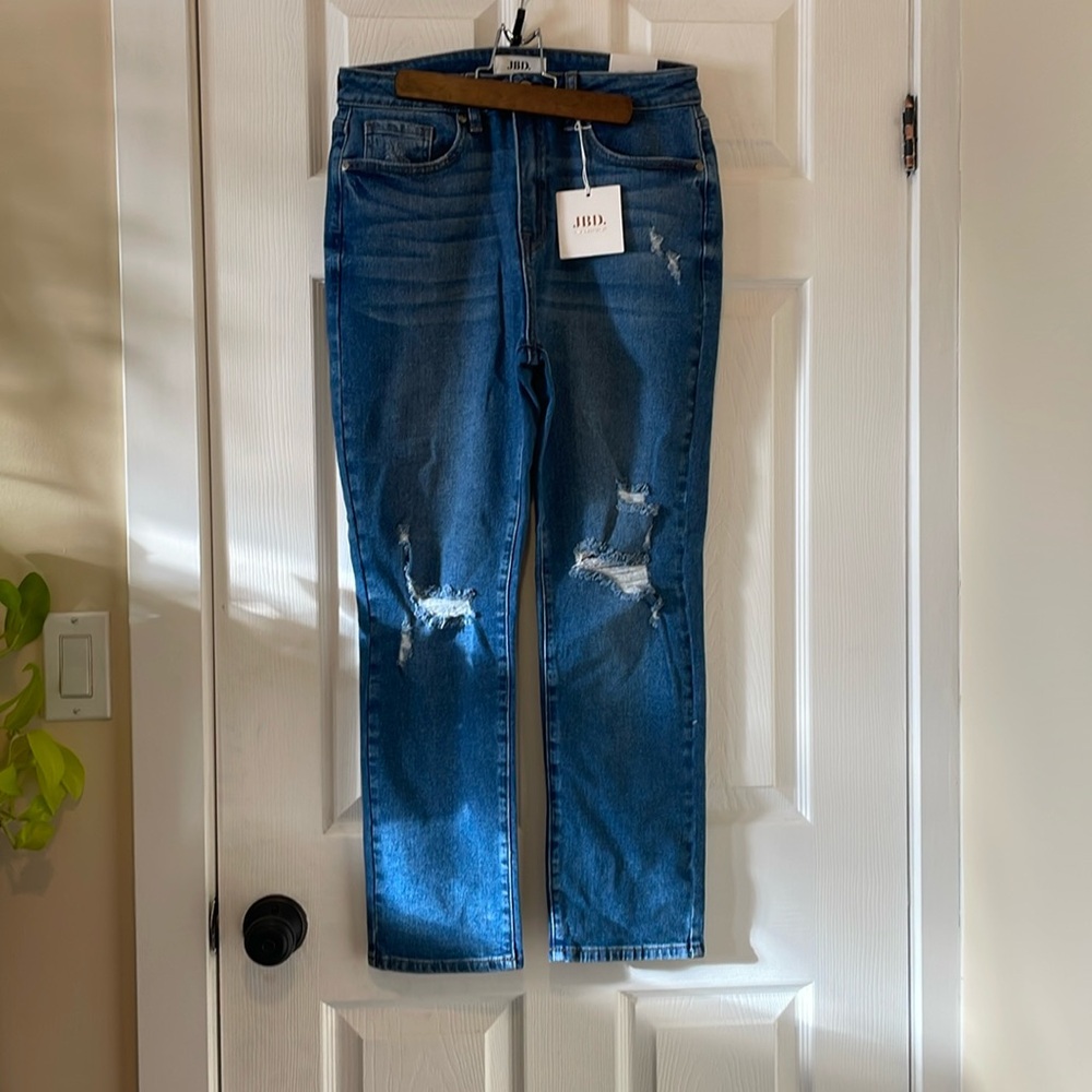 Just black denim distressed high rise blue jeans 30